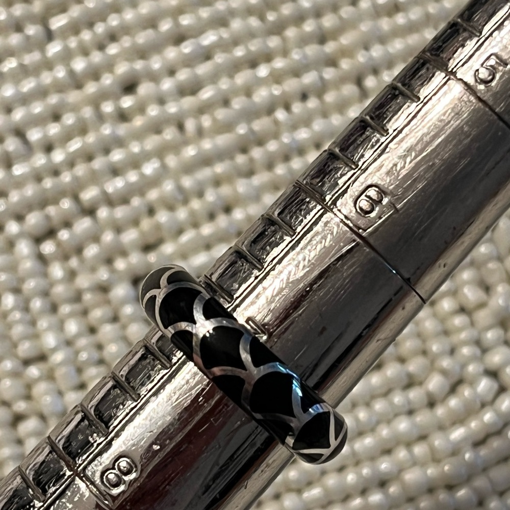 john hardy black enamel naga sterling silver ring